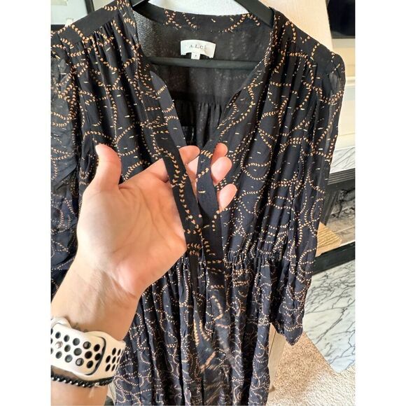 A.L.C. Marlowe Long Sleeve Silk Blend Maxi Dress, Size 8 - Picture 8 of 13